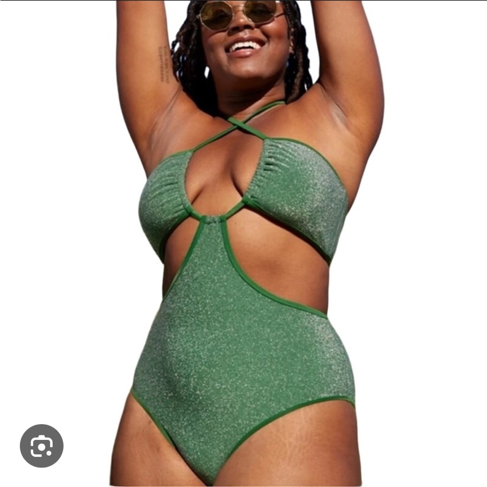 Aerie Shine Bandeau One Piece Bathing Suit